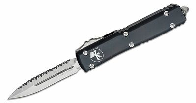 Microtech 122-12 Ultratech Full Serrated automatický nůž 8,8 cm, Stonewash, černá, hliník