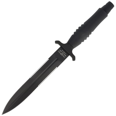 FOX knives FX-596 AF Veleno bojová dýka 17,1 cm, celočerná, hliník, kožené pouzdro