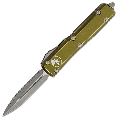 Microtech 122-12DOD Ultratech Distressed Serrated Stonewash automatický nôž 8,8 cm, zelená, hliník