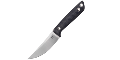 FOX Knives FX-143 MB Perser vonkajší nôž 9 cm, čierna, jutová micarta, kožené puzdro