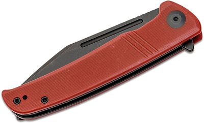 SA12C Sencut Brazoria Burgundy G10 Handle
Black S/S Liner
Black Stonewashed D2 Blade