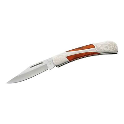 Herbertz 297811 kapesní nůž 8,5 cm, dřevo Pakka, nerezavějící ocel, květinový motiv