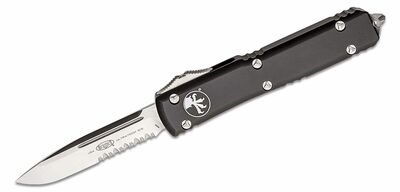 Microtech 121-5 Ultratech Satin részleges fogazott automata kés 8,8 cm, fekete, alumínium