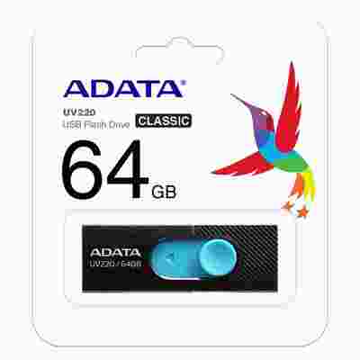 ADATA USB kľúč UV220 64GB čierno/modrá (AUV220-64G-RBKBL)