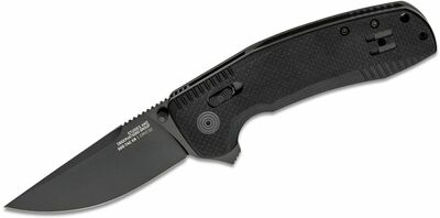 SOG-12-38-01-41 SOG-TAC XR BLACK OUT taktikai zsebkés 8,6 cm, teljesen fekete, G10