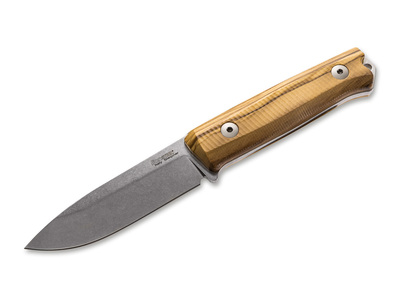 LionSteel 02LS037 B40 Olive Wood bushcraft nôž 9,8 cm, Stonewash, olivové drevo, kožené puzdro