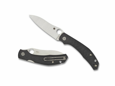 Spyderco C241CFP Kapara zsebkés 9 cm, fekete, szénszálas, drótcsipesszel