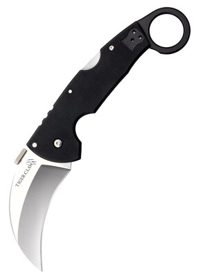 Cold Steel 22C Tiger Claw Sima zsebkés karambit 10 cm, sima él, fekete, G10