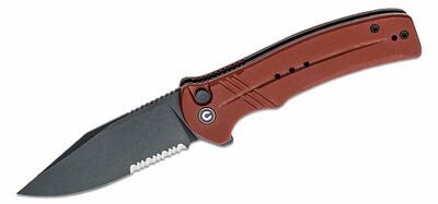 CIVIVI C20038E-2 Cogent Half Serrated vreckový nôž 8,8 cm, Black Stonewash, červená burgundy, G10