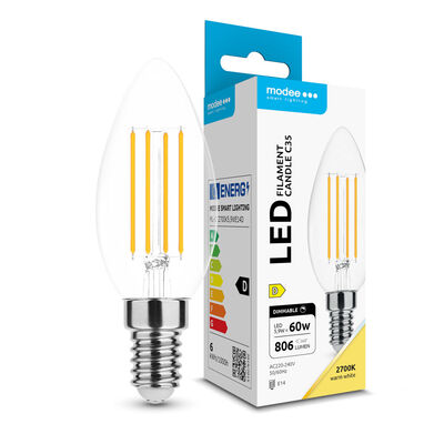 Modee LED izzószálas izzó C35 5.9W E14 806lm meleg fehér, szabályozható fényerővel (ML-CF2700K5,9WE1