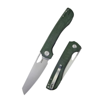 Kubey KU365E zsebkés 10 cm, Gyöngyfúvás, sötétzöld, Micarta, csat