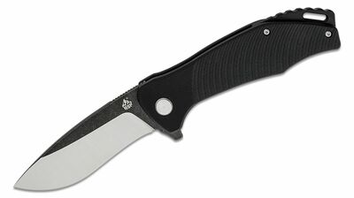 QSP Kés QS122-C Raven Black zsebkés 8,6 cm, szatén/fekete, fekete, G10