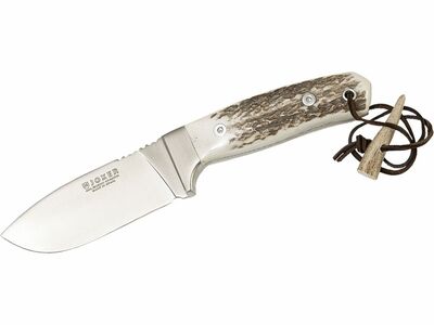 JOKER CC18 Montes lovecký nůž 10 cm, paroh, kožené pouzdro