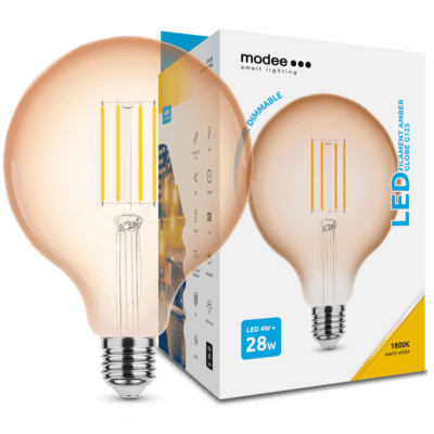 Modee Lighting LED Filament Amber Globe žárovka E27 4W teplá bílá, stmív. ( ML-G125FA1800K4WE27D)