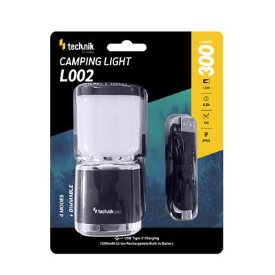 Technik MT-L002 kempingové svítidlo 300 lm, vestavná baterie 1500 mAh, rukojeť