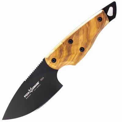 FOX knives 1504 OL FOX EUROPEAN HUNTER lovecký nůž 8,5 cm, černá, olivové dřevo, kožené pouzdro