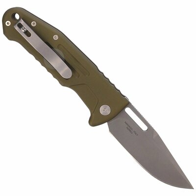 FX-503 ALOD FOX knives SMARTY AUTO TACTICAL,N690 STONEWASHED BLD,ALLUMINUM OD GREEN