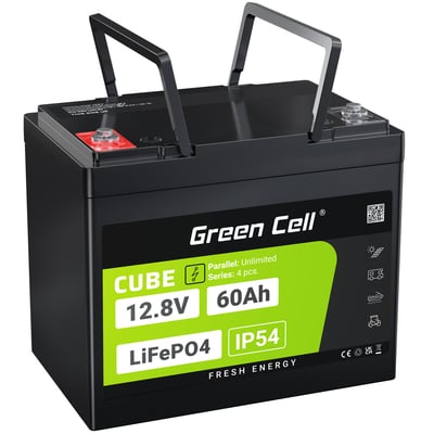 LFPGC12V60AH zöldcellás akkumulátor CUBE LiFePO4 60Ah 12.8V 768Wh