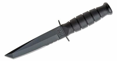 KA-BAR KB-5055 SHORT TANTO BLACK bojový nôž 13,3 cm, celočierny, Kraton, plastové puzdro
