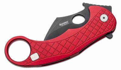 LE1 A RB LionSteel Folding knife Chemical Black MagnaCut blade, RED aluminum handle
