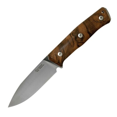 LionSteel 02LS042 B35 Walnut outdoorový nôž 9 cm, orechové drevo, kožené puzdro