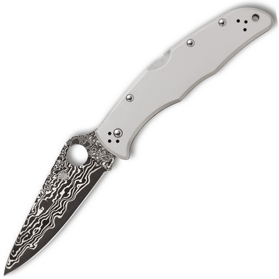 Spyderco C10TIPD Endura 4 vreckový nôž 9,7 cm, damašek, strieborná matná, titán