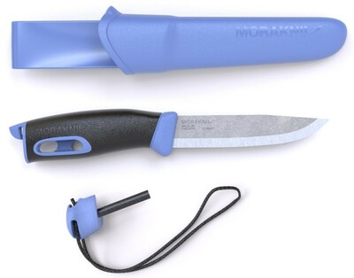 Morakniv 13572 Companion Spark Blue vnější nůž 10,4 cm, modro-černá, TPE, pouzdro, s křesadlem