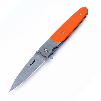 Ganzo Knife G743-2-OR vreckový nôž 8,7 cm, Stonewash, oranžová, G10, oceľ