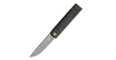 FOX Knives FX-543 DCF Chnops vreckový nôž 7,5 cm, šedá, bronz, damašek, uhlíkové vlákna