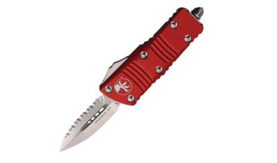 Microtech 238-11RD Mini Troodon Red Stonewash automata kés 5 cm, piros, alumínium 