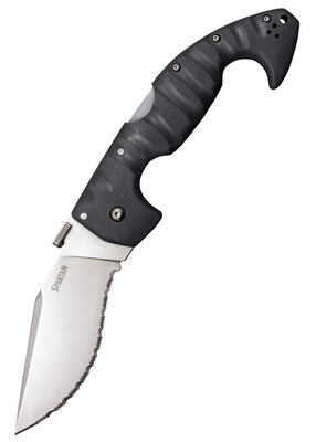 Cold Steel 21SS Spartan fogazott zsebkés 11,4 cm, szürke, Griv-Ex, klipsz