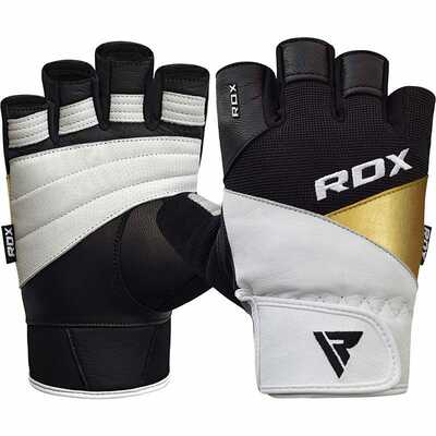 RDX Tréningové čierno-biele rukavice GYM GLOVE LEATHER S11 WHITE/BLACK, koža, veľkosť XXL