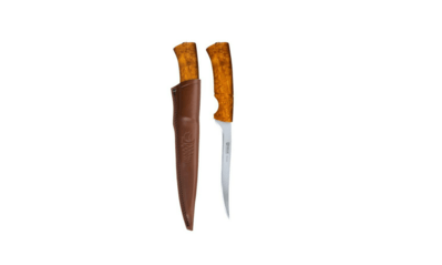 Helle HE-200115 Steinbit filetovací nůž 15,3 cm, dřevo kadeřavé břízy kožené pouzdro