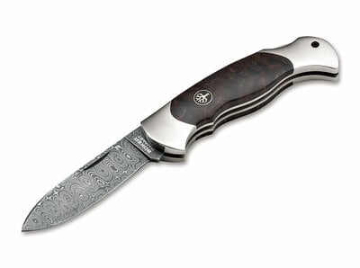 Böker 112202DAM Scout Spearpoint Curly Birch kapesní nůž 7,9 cm, damašek, březové dřevo