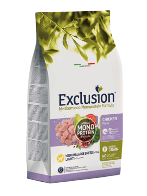 EXCLUSION NGLCM12 MONOPROTEIN LIGHT MEDIUM/LARGE BREEDS granule pro psy - kuřecí, 12kg