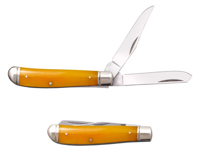 Cold Steel FL-MTRPR-Y MINI TRAPPER YELLOW kapesní nůž se 2 čepelemi, žlutá, kost