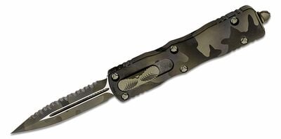 Microtech 225-3OCS Dirac OD Green Camo Fogazott automata kés 7,4 cm, zöld bütyök, alumínium