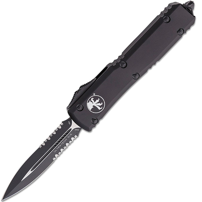 Microtech 122-2T Ultratech fekete részleges fogazott automata kés 8,8 cm, teljesen fekete, alumínium