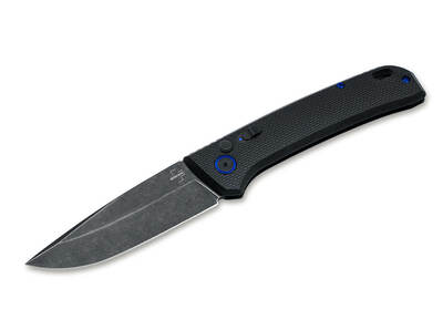Böker Plus 01BO921 FRND BLACK automatický nôž 8,5cm, Stonewash, celočierna, Grivory, nylonové puzdro
