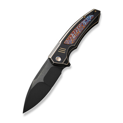 We Knife WE23030-4 Hyperactive Flamed zsebkés 9,7 cm, Black Stonewash, fekete-bronz, titán