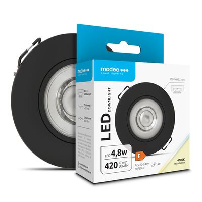 Modee LED okrúhle svietidlo 4,8W 420lm D80xH32mm, neutrálna biela, čierna (ML-DL4000K4,8WR-BN)