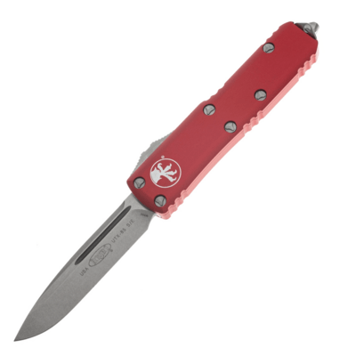 Microtech 231-10RD UTX-85 Standard Red automata kés 7,6 cm, Stonewash, piros, alumínium