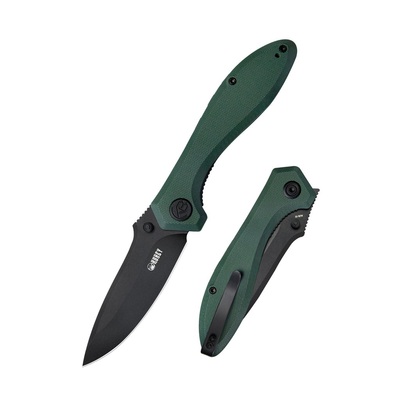 Kubey KU314L Ruckus Green Black vreckový nôž 8,4 cm, čierna, tmavozelená, G10, spona