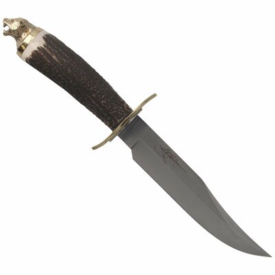LEOPARD-16BF Muela 160mm blade, stag jelení handle, brass guard and Leopard head cap