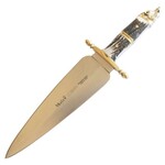 COV-C Muela 245mm blade, stag deer scales, brass wild boar head cap and guard leather and brass ferr
