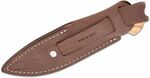 WL1  UL LionSteel Fixed knife m390 blade OLIVE wood andle, Ti guard, leather sheath