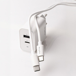 OEM0101315 Maxlife MXTC-06-30AC PD QC töltő 1x USB-C 1x USB 30W fehér + USB-C - USB-C kábel 60W