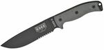 ESEE-6S-B Serrated univerzální nůž 16,5cm, černá, šedá, Micarta, plastové černé pouzdro, připínání