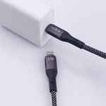 Maxlife MXUC-11 mágneses kábel USB-C - Lightning 1,0 m 27W, nylon, fekete (OEM0101403)