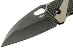 CRKT CR-2440 HERON™ BLACK TAN vreckový nôž 7,4 cm, Black Stonewash, G10, uhlíkové vlákno